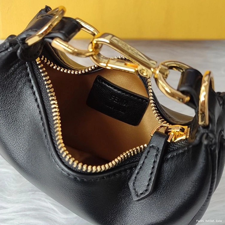 Cheap Nano Bag Leather Fendigraphy In Black Hobo Calf Fendi 0727